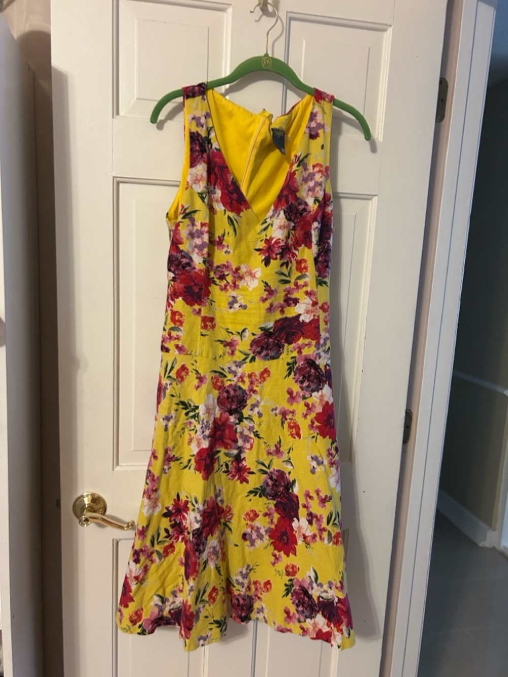 Taylor Bright Yellow Floral V-Neck Midi Dress